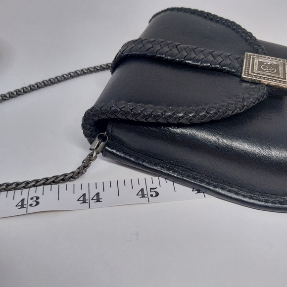 Vtg Home Interiors Special Edition Black Leather Mini Shoulder bag Metal Chain - Picture 9 of 10